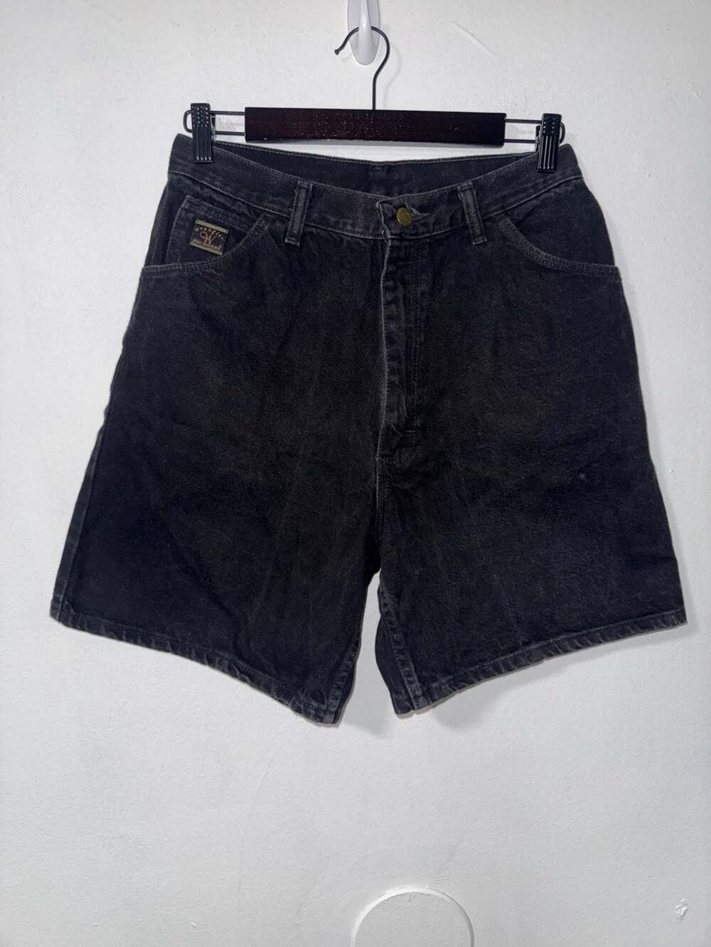 vintage Wrangler Denim Shorts Size 12 Black Cotton